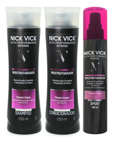 Nick Vick Alta Performance Reestruturador Shampoo Cond Spray