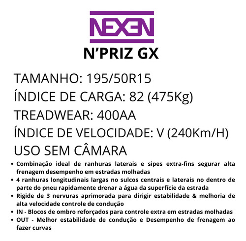 Par Pneu Nexen 195/50r15 82v Npriz Gx Saveiro V