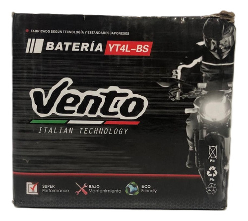 Bateria Vento Yt4l-bs Motos Sin Mantenimiento - Gkmotos