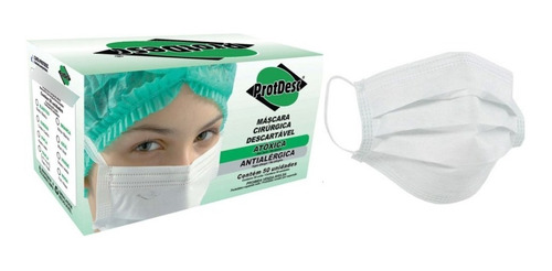 Máscara Tripla Proteção Bacteriana -  Protdesc - 50 Unidades