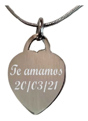 Medalla Acero Quirúrgico Oro 16x19mm Cadena Clapton Corazón Color Plateado
