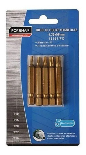 Juego De Puntas Magnéticas Foreman Torx 5 Uds. Queoferta.uy