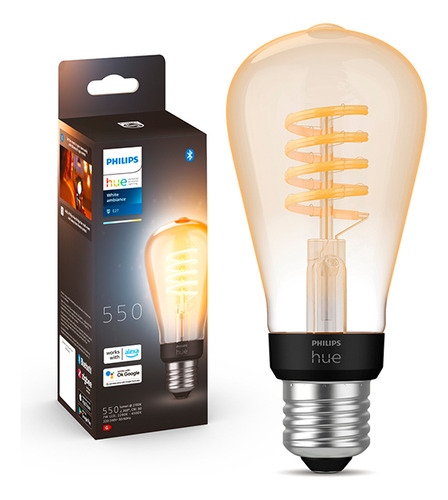 Ampolleta Philips Hue Inteligente Edison Vintage St64 E27 7w Color de la luz Blanco cálido