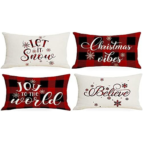 Fundas De Almohada Navideñas De 12x20, Decorativas Est...