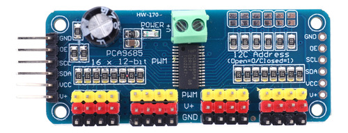 Módulo Controlador Pca9685, Interfaz Iic, 16 Canales, 12 Bit