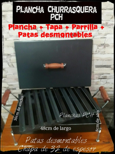 Plancha, Churrasquera 2 Horn Alta Con Tapa ,parrilla Y Patas