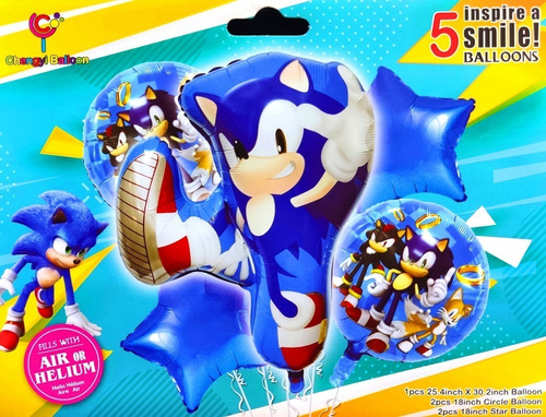 Globos Decoracion Sonic Color  Azul Video Juego 