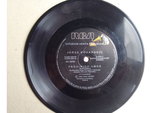 Vinilo Single Jorge Eduardo Prohibido Amor 