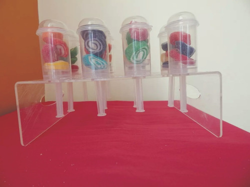 Base De Acrilico Cristal Porta Push Pop 16 Orificios 3 Pz