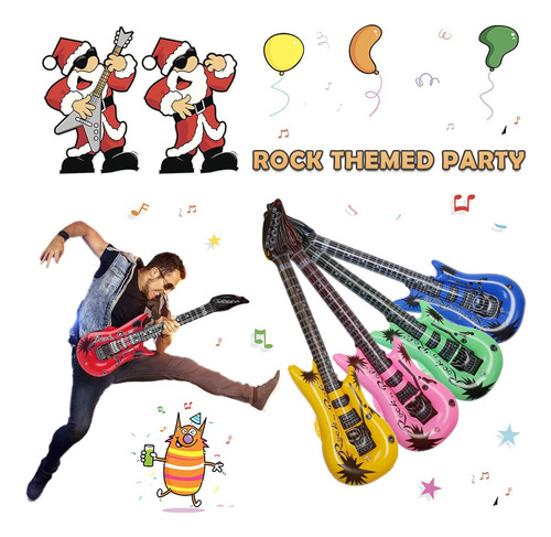 Guitarra Inflable 35 Pulgadas 6 Colores Fiesta De Rock And R