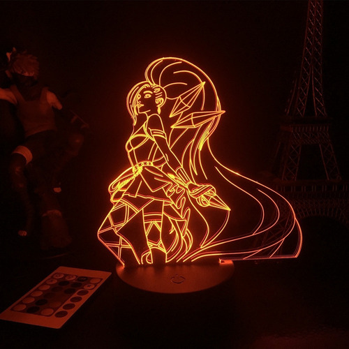 Lámpara Nocturna Led 3d Con Figura De Seraphine De Lol Hero
