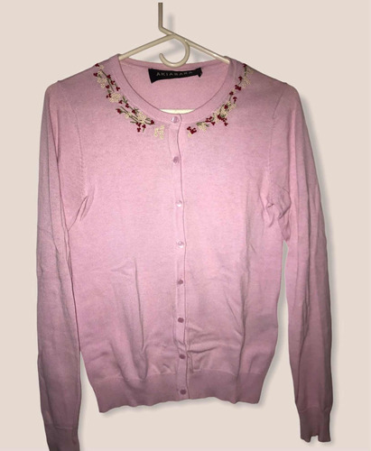 Cardigan De Hilo Akiabara Mujer Talle 1 Rosa