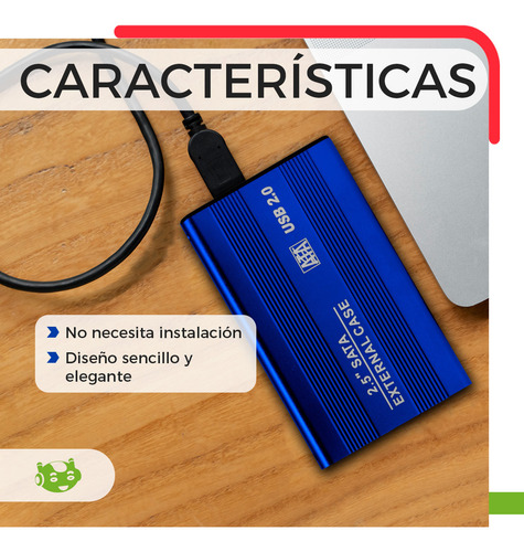 Gabinete Carcasa Disco Duro 2.5 Laptop Sata Usb 2.0 Case Azul Slim Company