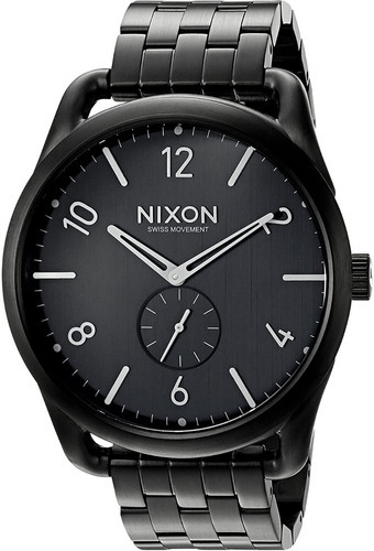 Color de la correa del reloj Nixon C45 Ss: negro, color del bisel: negro, color de fondo: negro