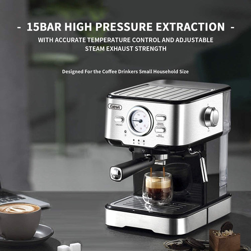 Imagen 8 de 8 de Cafetera De Expreso Con Espumador 1,5l 1100 W Gevi