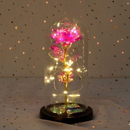 Imagen 4 de 7 de Rosa Eterna Con Cúpula Y Luz Led Regalo Día De La Madre Amor