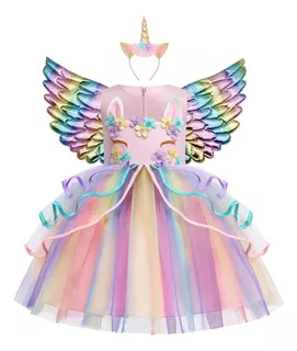 Vestido Unicornio Niña Bebe De Princesas Cumpleaños Disfraz2