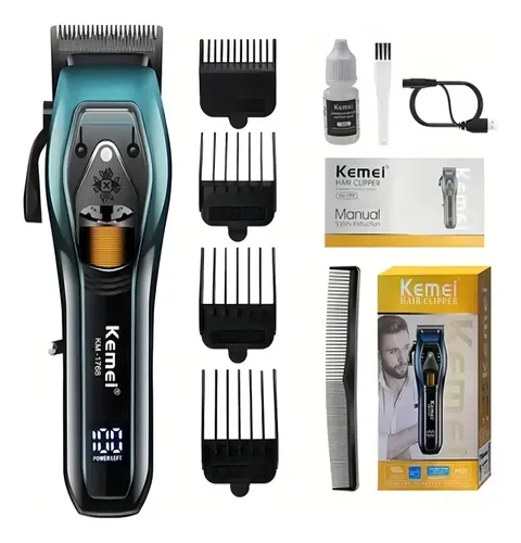 Maquina De Cortar Cabelo Profissional Kemei Km 1768 Cor Dourado
