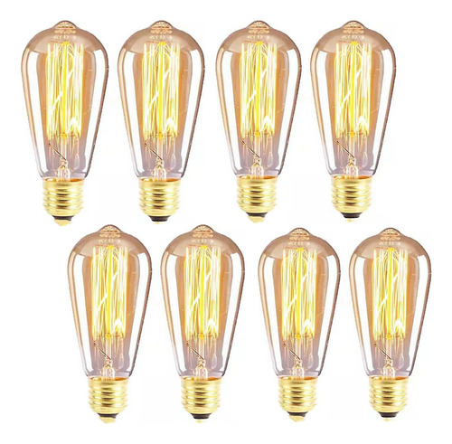 8 Pcs Foco Edison Vintage Bulbo Color Cálida 40w 2500k