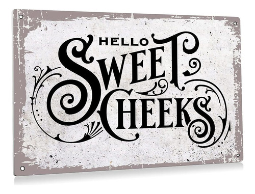 Retro Hello Sweet Cheeks Baño L Cartel De Chapa Decora...