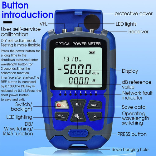 A-m50 Medidor De Potencia Óptica 30mw -50~+26dbm 4 En 1 Opm