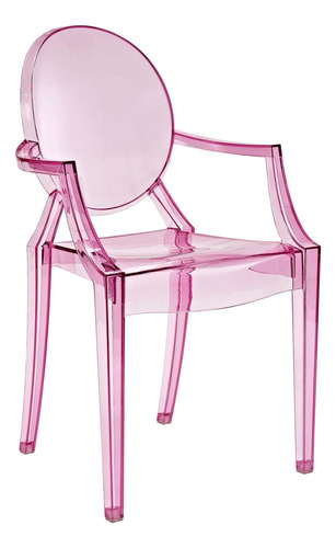 Silla De Comedor Transparente De Casper, Plástico, Rosado