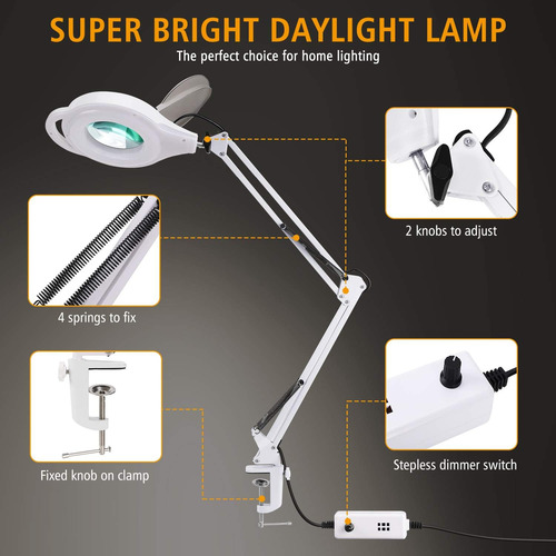 Lampara De Mesa Con Lupa Y Luz Led Regulable De Manualidades