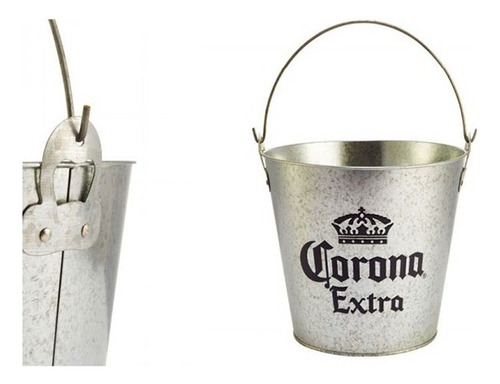 Balde Frapera Hielera Corona De Chapa Zinc + 4cervezas 33cl Color Metal