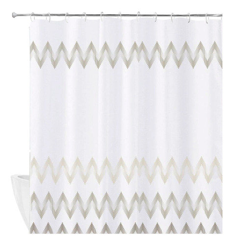 Cortina Baño Antihongos Teflon Estampada Zigzag Tierra Cuota