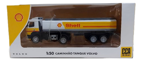 Miniatura Caminhão Shell Volvo Tanque Acende Farol C Barulho Cor Amarelo Com Branco