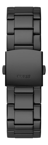 Reloj Para Hombre Guess Crescent De 44 Mm, Correa Negra, Esfera Negra