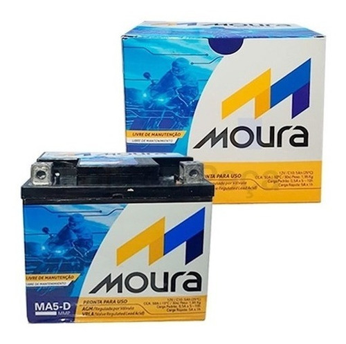 Bateria Moto Moura Gel Ma5d 5ah Original Honda Titan150/125 Fan Biz Cg Bros Xre300 Bros150 Yamaha Ybr Xtz Factor Crypton