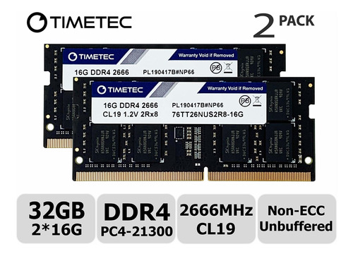 Memoria Ram 32gb (2x16gb) Ddr4 2666mhz Sodimm Timetec A