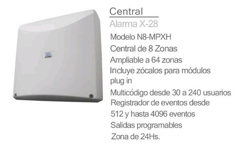Imagen 2 de 6 de Central Alarma Casa 8 Zonas N8 Mpxh X28 Alarmas