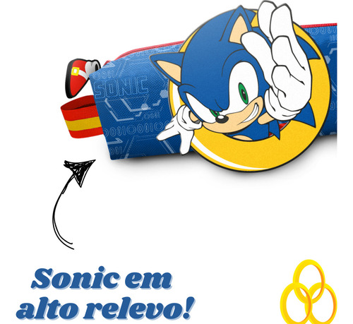 Sonic Estojo Escolar Volta As Aulas Infantil Azul Leo&leo