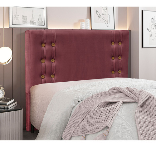 Cab Santorini Spz 160cm Queen Veludo - Doce Sonho Móveis Cor Vinho-2229