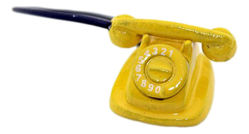 0 Teléfono Vintage De Casa De Muñecas De Madera Amarillo