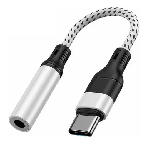 Adaptador Usb Tipo C A Jack 3.5 Hi Fi Con Chip Dac Blanco