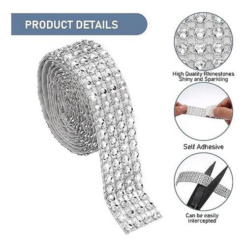 Cinta De Diamantes De Imitación, 4 Rollos De Tiras Autoadhes