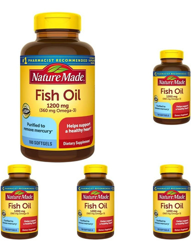 Nature Made Fish Oil Aceite De Pescado 1200 Mg 100 Softgels Sabor Sin Sabor