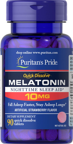 Melatonina 10 Mg  Puritan´s Pride Dormir Mejor 90 Tabs Fresa