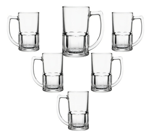 Jogo 6 Caneca De Chopp Resistente 340 Ml Vidro