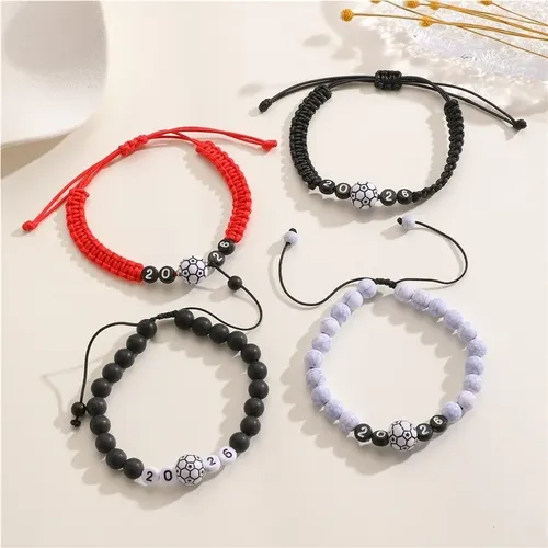 World Cup Adjustable Woven Soccer Commemorative Bracelet