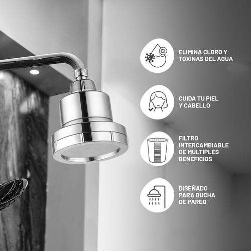 Filtro Cabezal Ducha Vigahome Amanda - Elimina Cloro