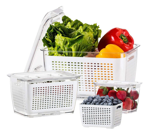 Contenedor Organizador De Refrigerador Frutas Verduras 3 Pz 