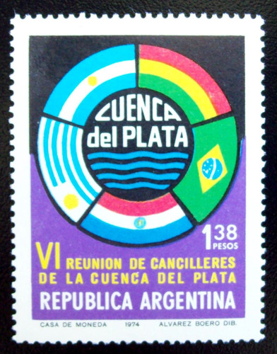 Argentina, Sello Gj 1657 Cancilleres Cuenca Plata Mint L5038