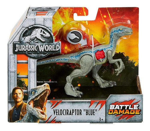 Dinosaurios Jurassic World Battle Damage Velociraptor Blue