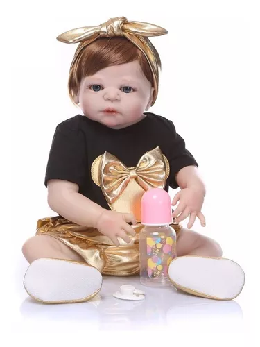 Boneca Bebê Reborn 100% Silicone Menina 55 Cm Pronta Entrega