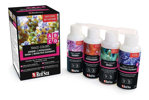 Red Sea Trace Colors Kit Para Nano Acuario Abcd 4 X 100 Ml  