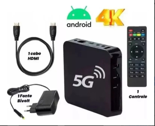 Tv Box Smart Pro 4k Youtube Netflix Play Store Wi-fi 5g Preto Padrão
